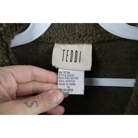 Vintage 90s Streetwear Womens XL Color Block Deep Pile Fleece Sweater Jacket - Picture 7 of 12